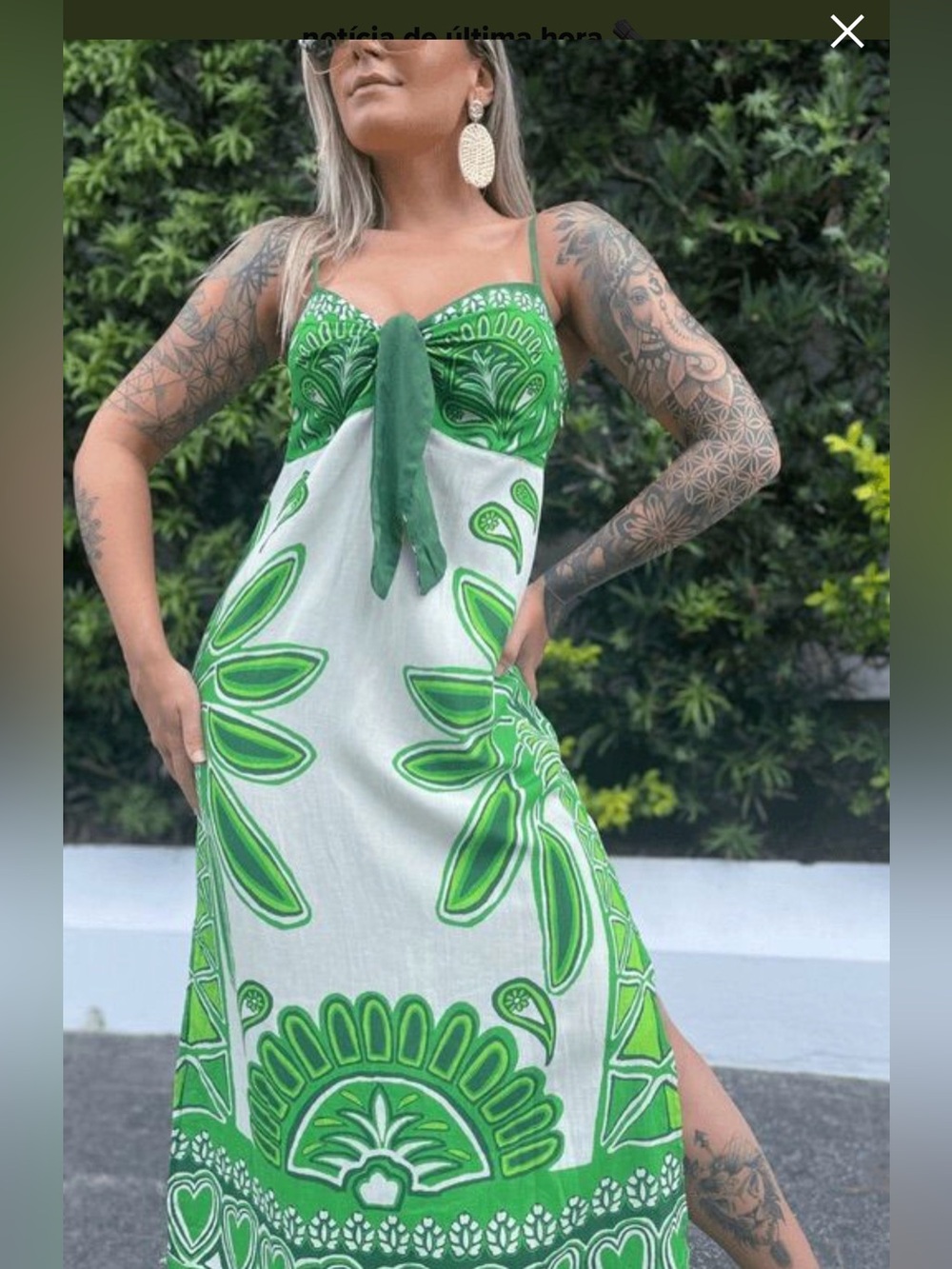 Farm Rio Brazil Green Printed Tie-Front Maxi Dress